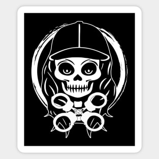 Security Skull and Crossed Handcuffs White Logo Sticker